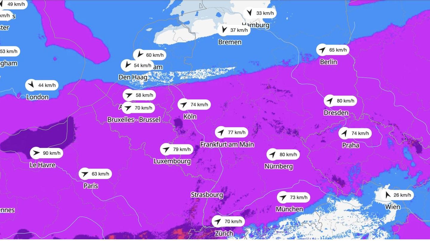 Amtliche Warnungen: Unwetter: Diese Karten zeigen, wo es am stärksten stürmt und schneit